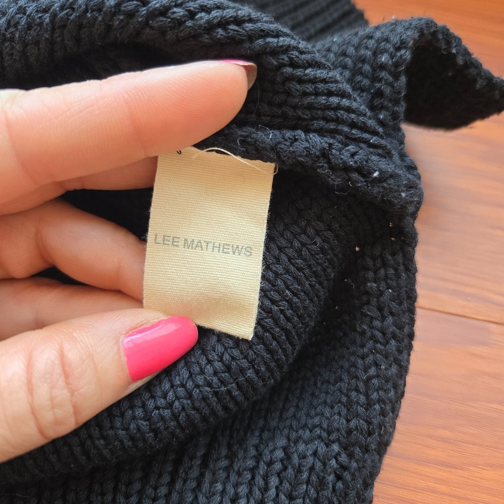 Lee Mathews Womens Soft Black Chunky Knit Sleeveless Pullover Sweater Size Small - Picture 6 of 9